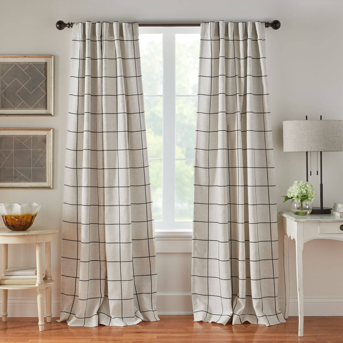 Brighton Windowpane Plaid Blackout Window Curtain Panel 52"x95" / Black - Product image 1