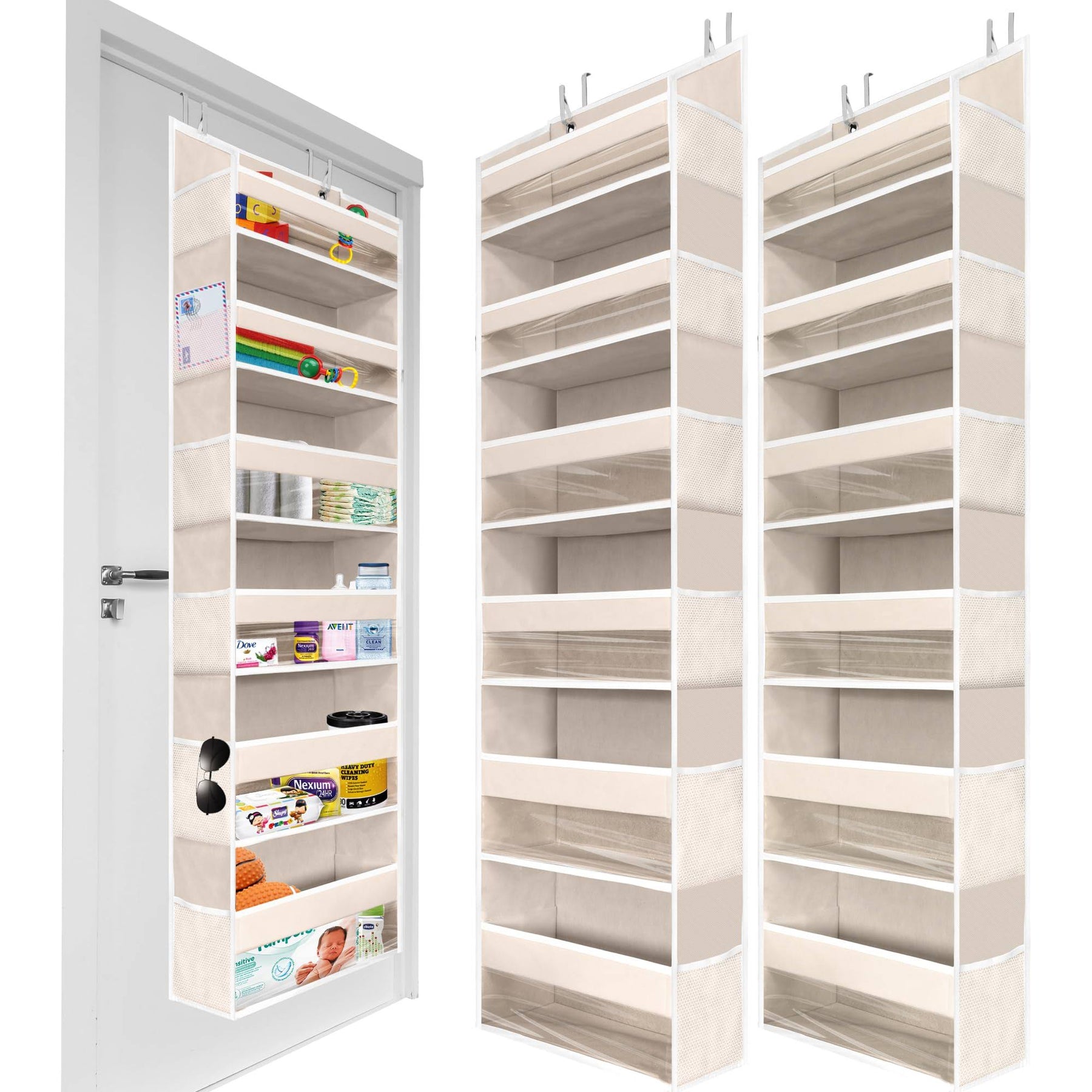 Homelux Theory Upgraded 2 PC Over The Door Organizer 55x14x6.7, 6 Large Capacity Front & 12 Side Pockets - Product image 1