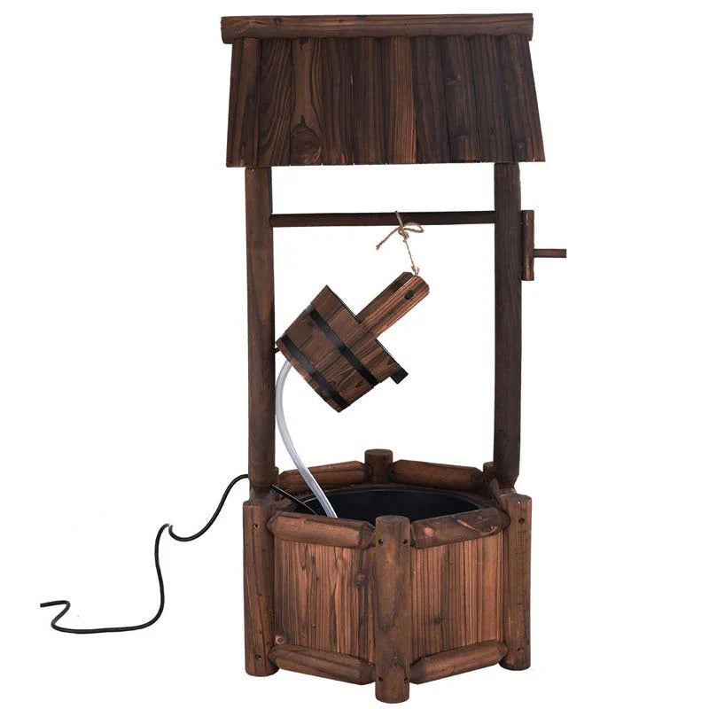 Rustic Outdoor Wishing Well Water Fountain with Electric Pump & Bucket - Product image 3