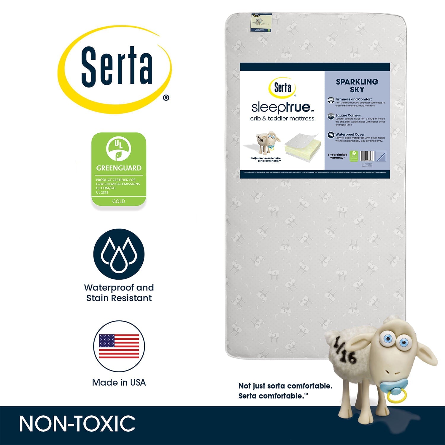 SleepTrue Sparkling Sky 5 Dual-Sided Crib & Toddler Mattress - Sustainably Sourced Fiber Core - Product image 2