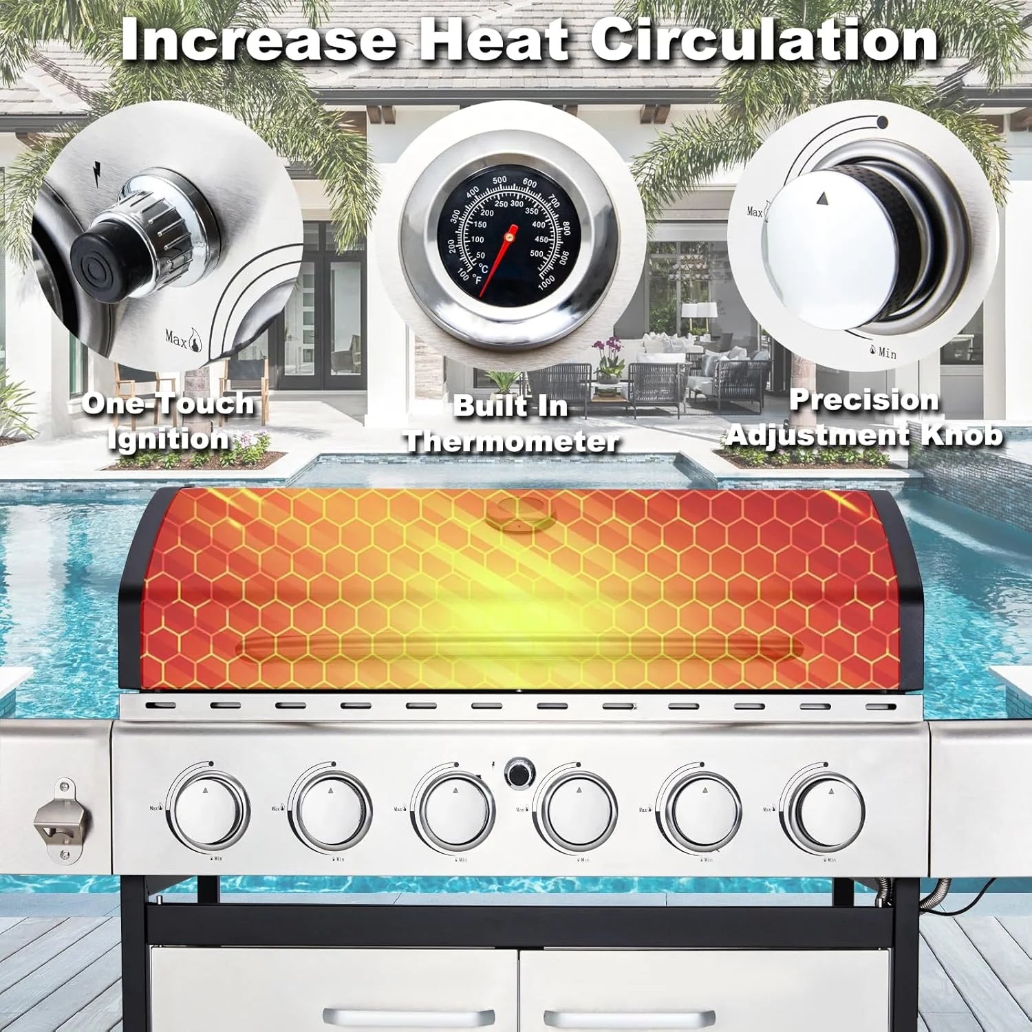 Upgraded 4 Burner BBQ Propane Gas Grill with Cast Iron Grates & Side Stove, 44 - Product image 26