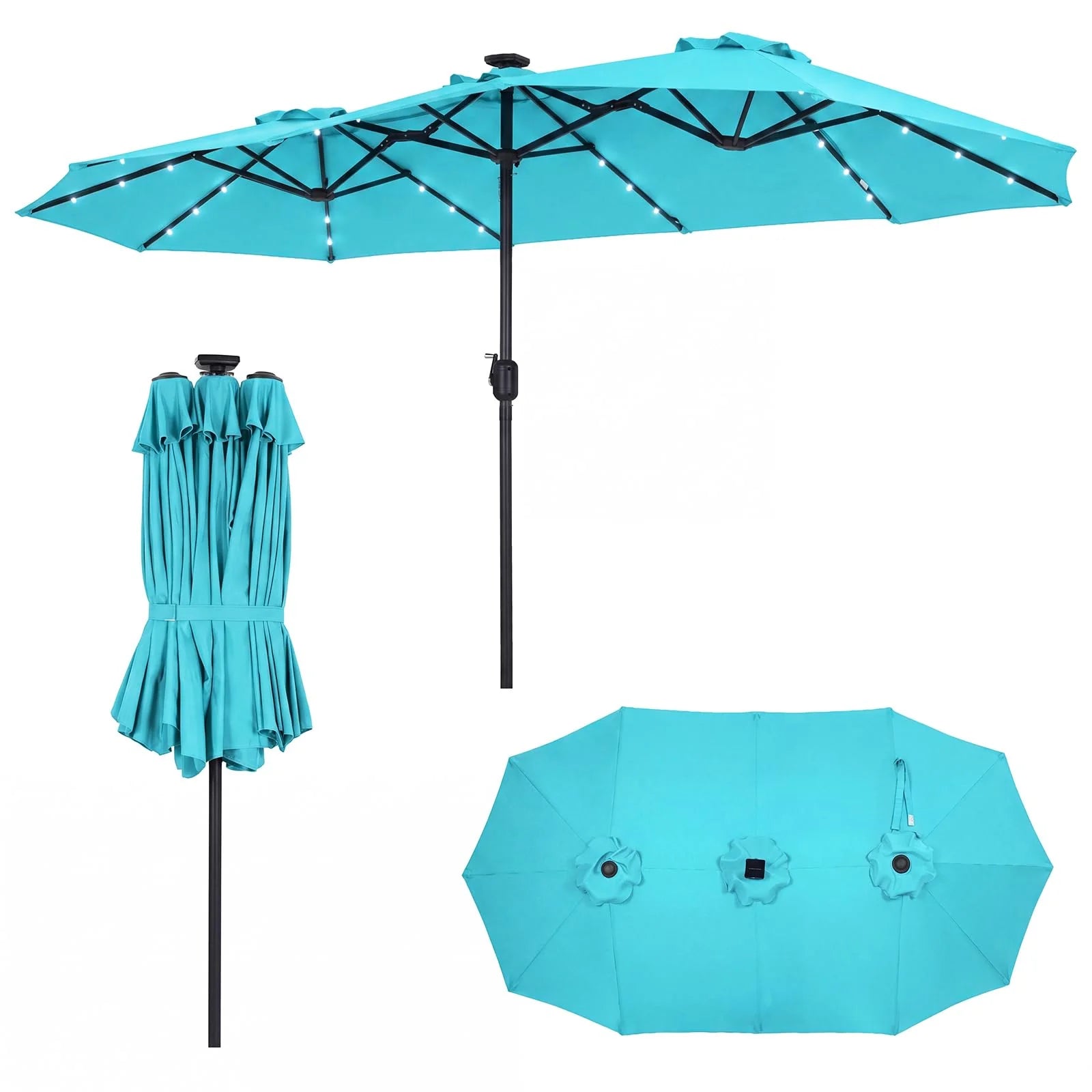 Tangkula 13 Ft Solar Patio Umbrella 36 LED Lights Crank Handle 12 Sturdy Ribs - Product image 12