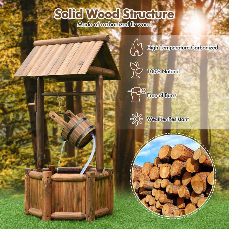 Rustic Outdoor Wishing Well Water Fountain with Electric Pump & Bucket - Product image 11