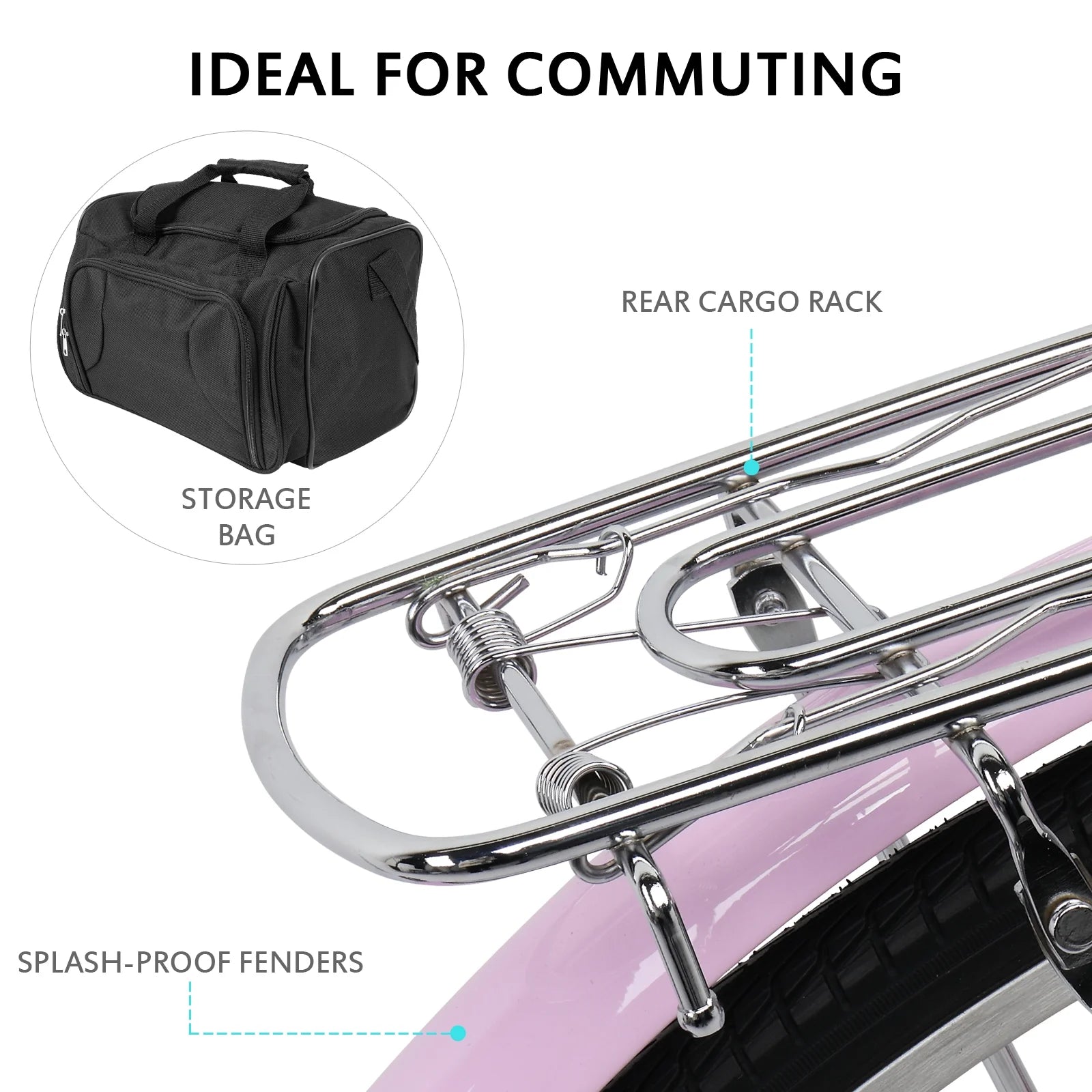 Ktaxon 26in Urban Commuter City Bike, Shimano 7 Speed Adult Road Bicycle, Pink - Product image 6