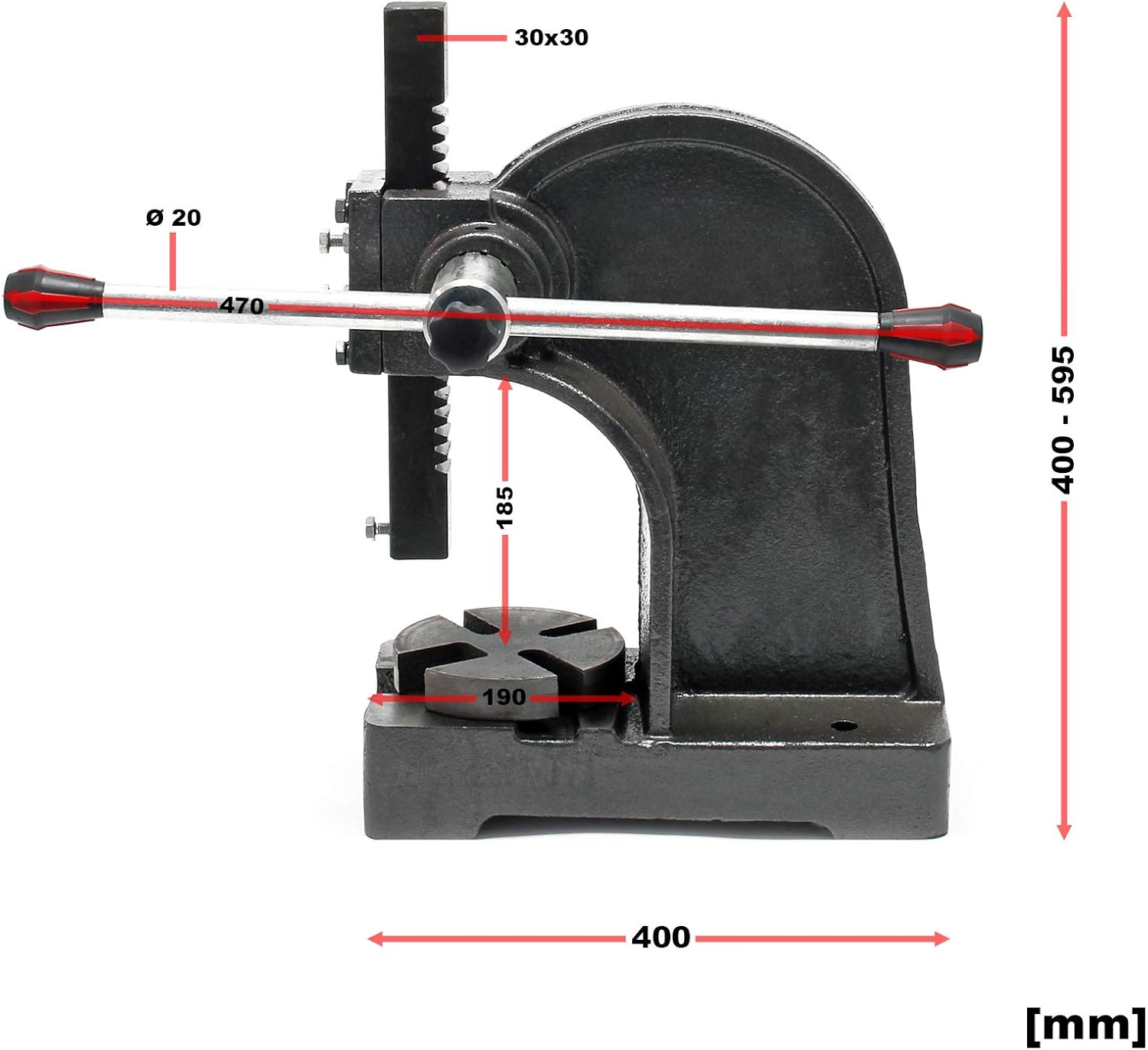 Lever press 1T Manual rack press Workshop tool Cast iron Compression force 2000 kg