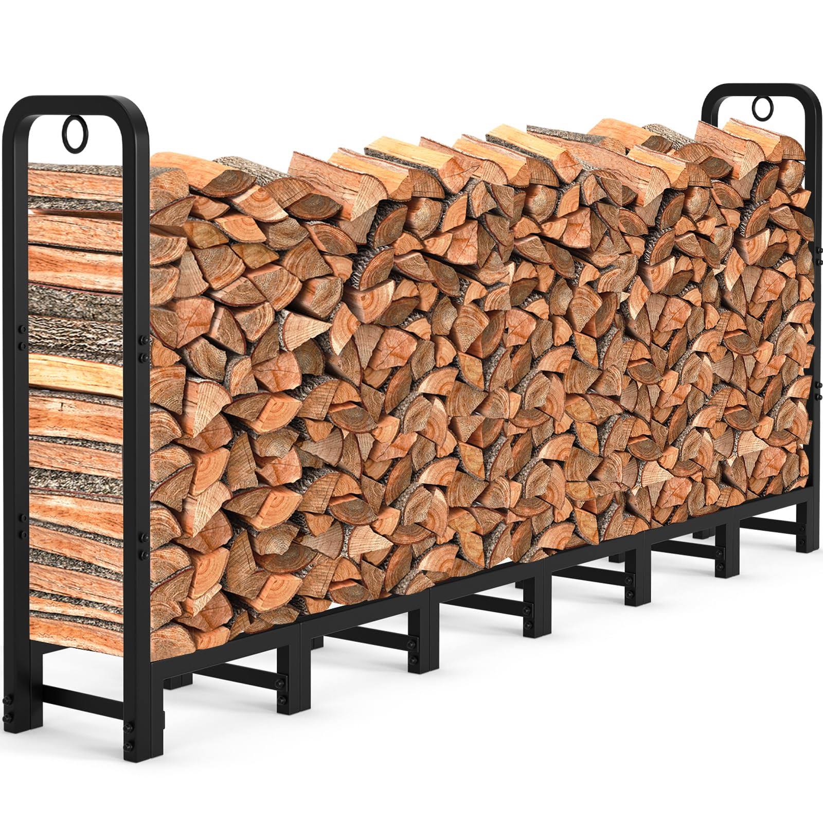 Amagabeli Garden & Home 8ft Outdoor Fire Rack, Fireplace Heavy Duty Firewood Pile Storage Racks for Patio - Product image 1