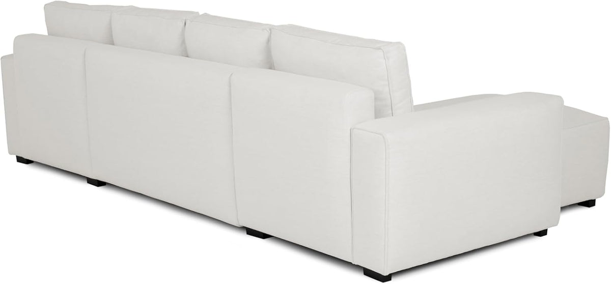Budwing Jordan 5-Seater Sofa Bed – Panoramic Chaise Longue, Premium Comfort – Contemporary Style, 100% Polyester Fabric – 317x157x91 cm – Light Beige