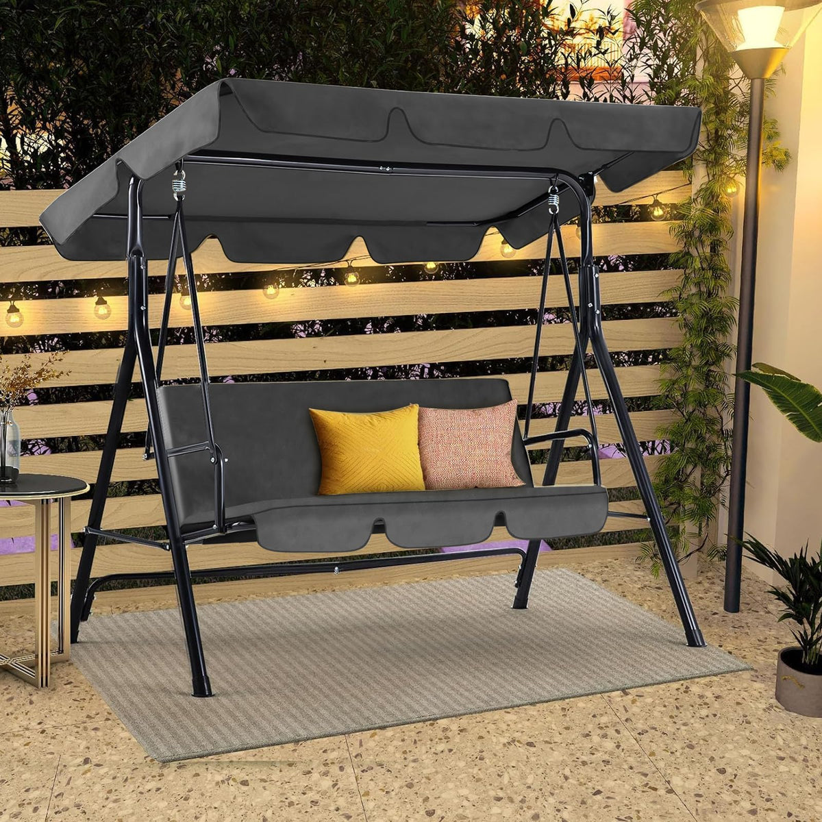 AECOJOY 3-Seat Outdoor Patio Swing Chair, Gray - Product image 9