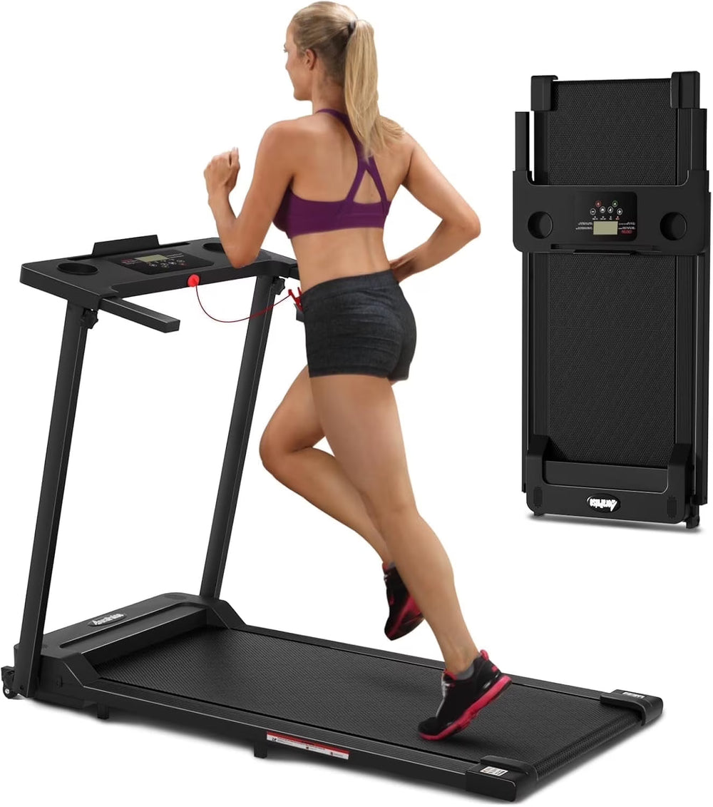 300 lb Portable Folding Treadmill, 3.0 HP Foldable Compact Treadmill for Home Office, Walking Running Treadmill with LED Display for