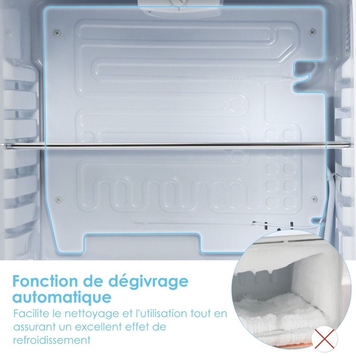 Mini Fridge 68L 220-240V Removable Shelves and Reversible Door Temperature 0°C - 10°C for Home Bedroom Office -