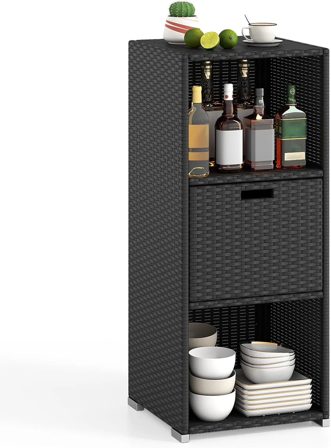 Tangkula Rattan Patiojoy Outdoor Wicker Cabinet with 3 Shelves - Product image 10