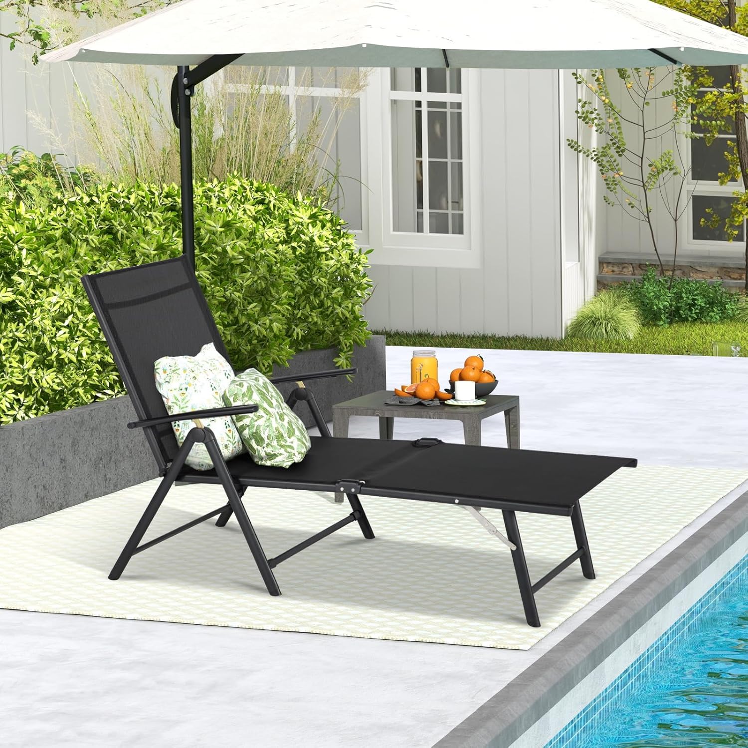 AECOJOY Outdoor Chaise Lounge Chair, Adjustable Reclining Folding Pool Lounger for Poolside - Product image 4