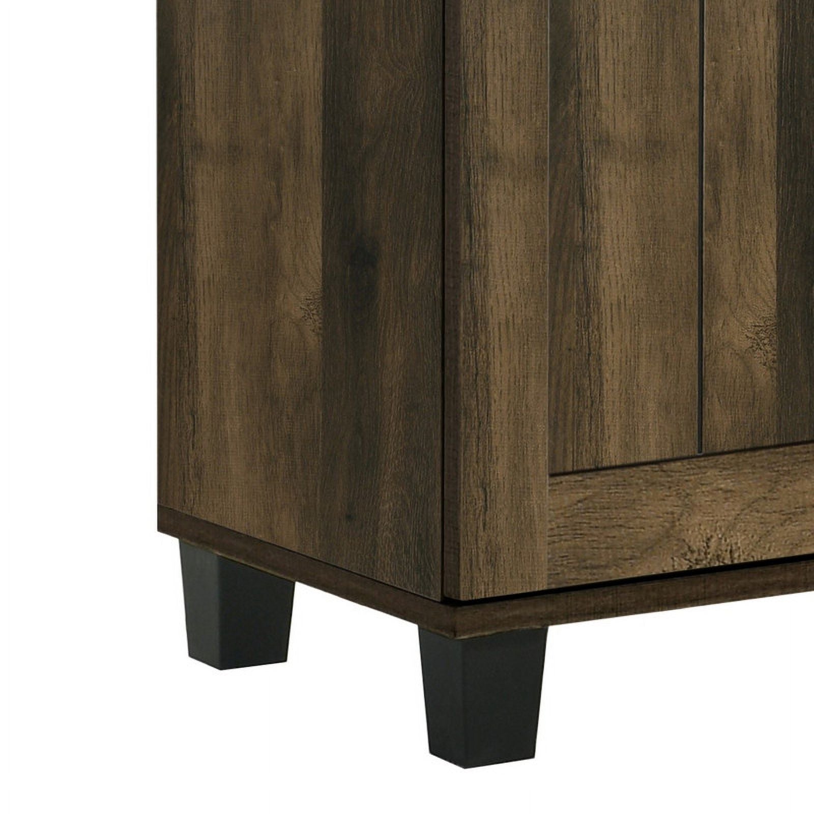 Qumbnk Wood Shoes Storage Cabinet with Handle, 3 Door Accent Cabinet for Living Room, Bedroom, Dark Brown - Product image 5