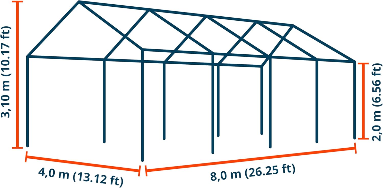 TOOLPORT Storage Tent 4x8 m PVC tarpaulin 700 N waterproof shelter Gray