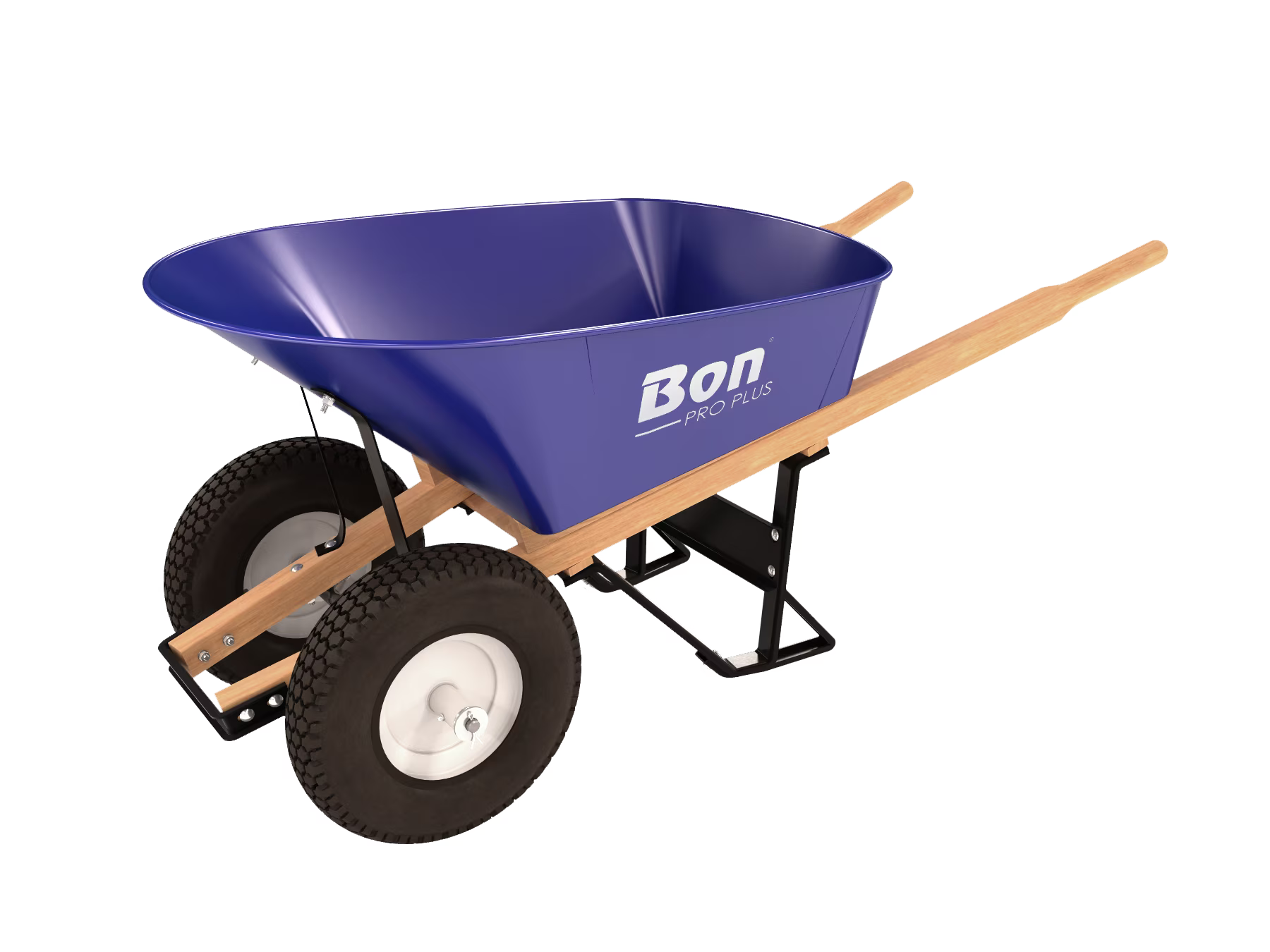 Bon 11 - 676 Double Knobby Tire Steel Wheel Barrow - 6 cu ft Tray - Wood Handle - Product image 1