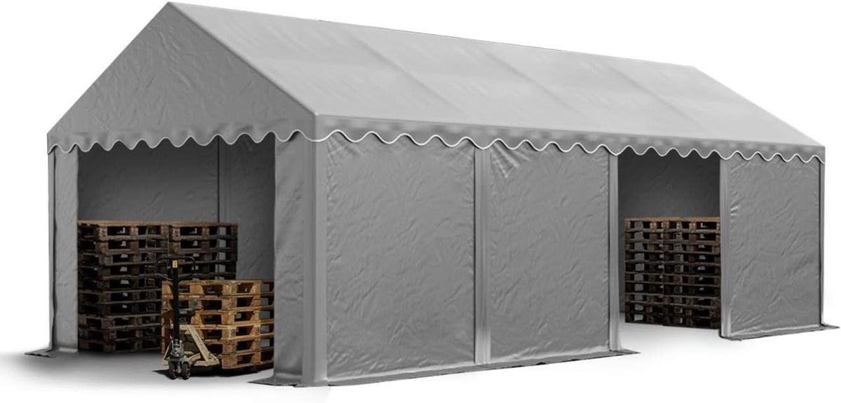 TOOLPORT Storage Tent 4x8 m PVC tarpaulin 700 N waterproof shelter Gray