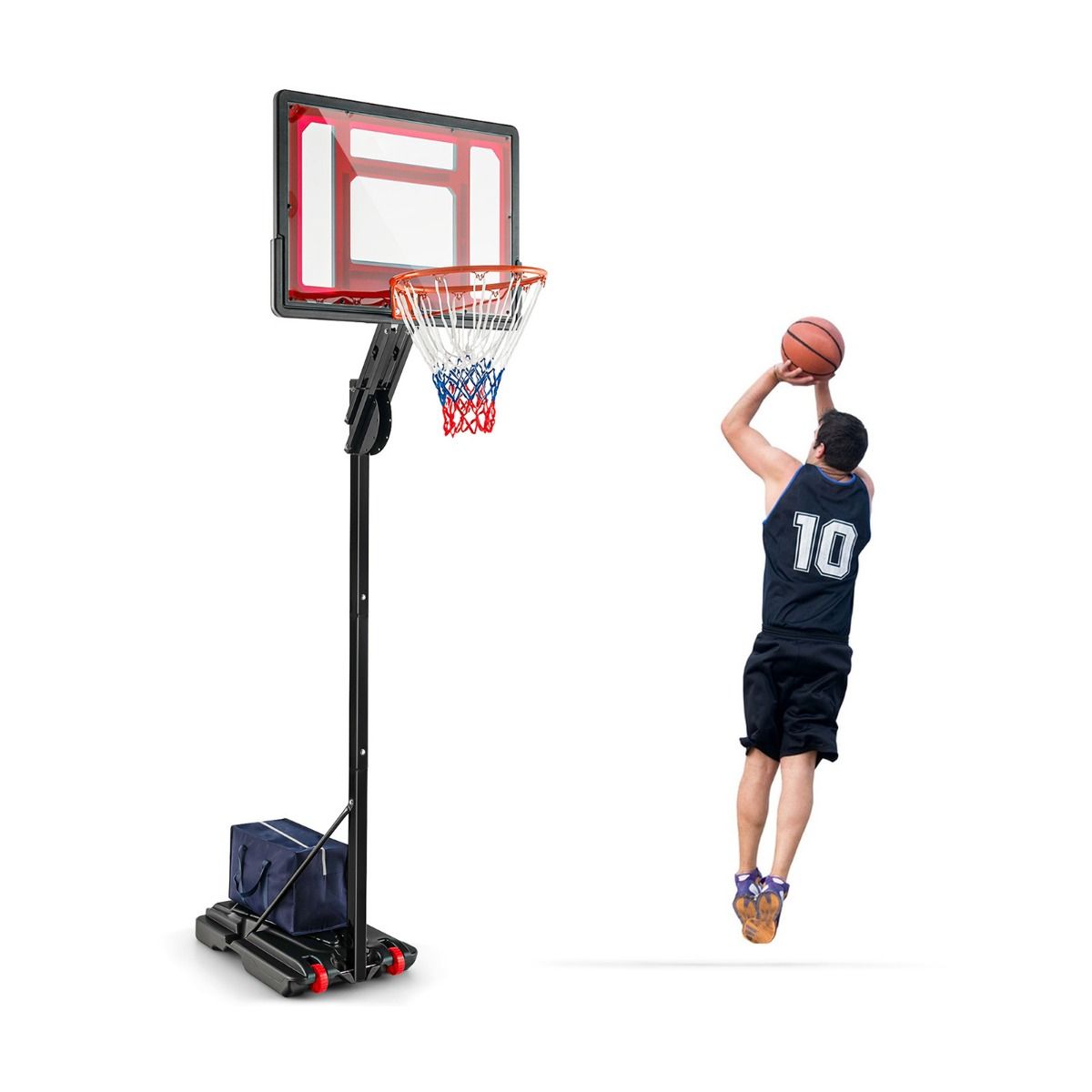 Freestanding Basketball Hoop with Adjustable Height 1.55-3.1m Basketball Stand with PE Backboard for Children and Yellows -