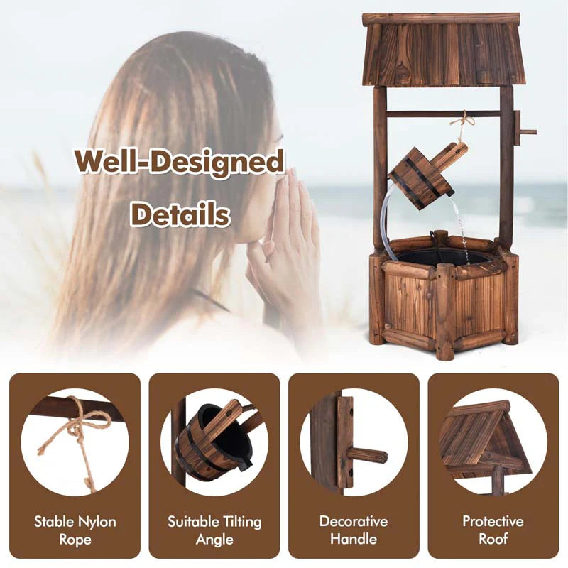 Rustic Outdoor Wishing Well Water Fountain with Electric Pump & Bucket - Product image 14