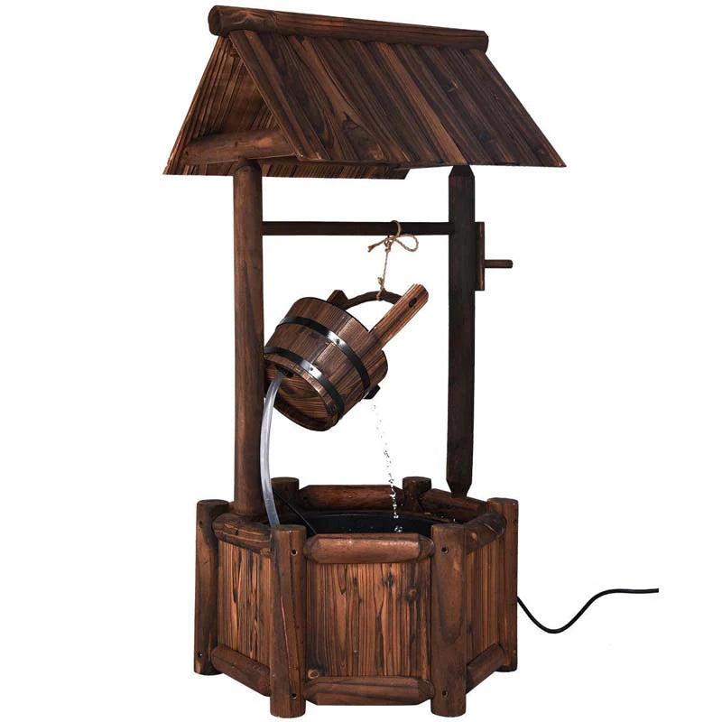 Rustic Outdoor Wishing Well Water Fountain with Electric Pump & Bucket - Product image 4