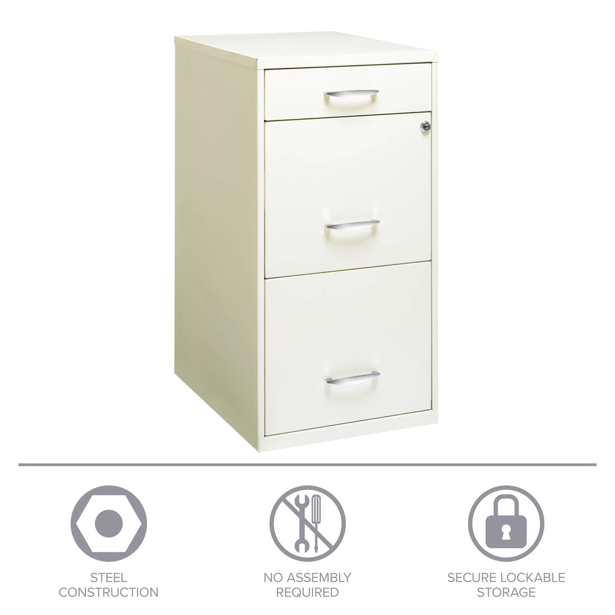 Space Solutions 3 Drawer Letter Width Vertical File Cabinet with Pencil Drawer, White - Product image 12