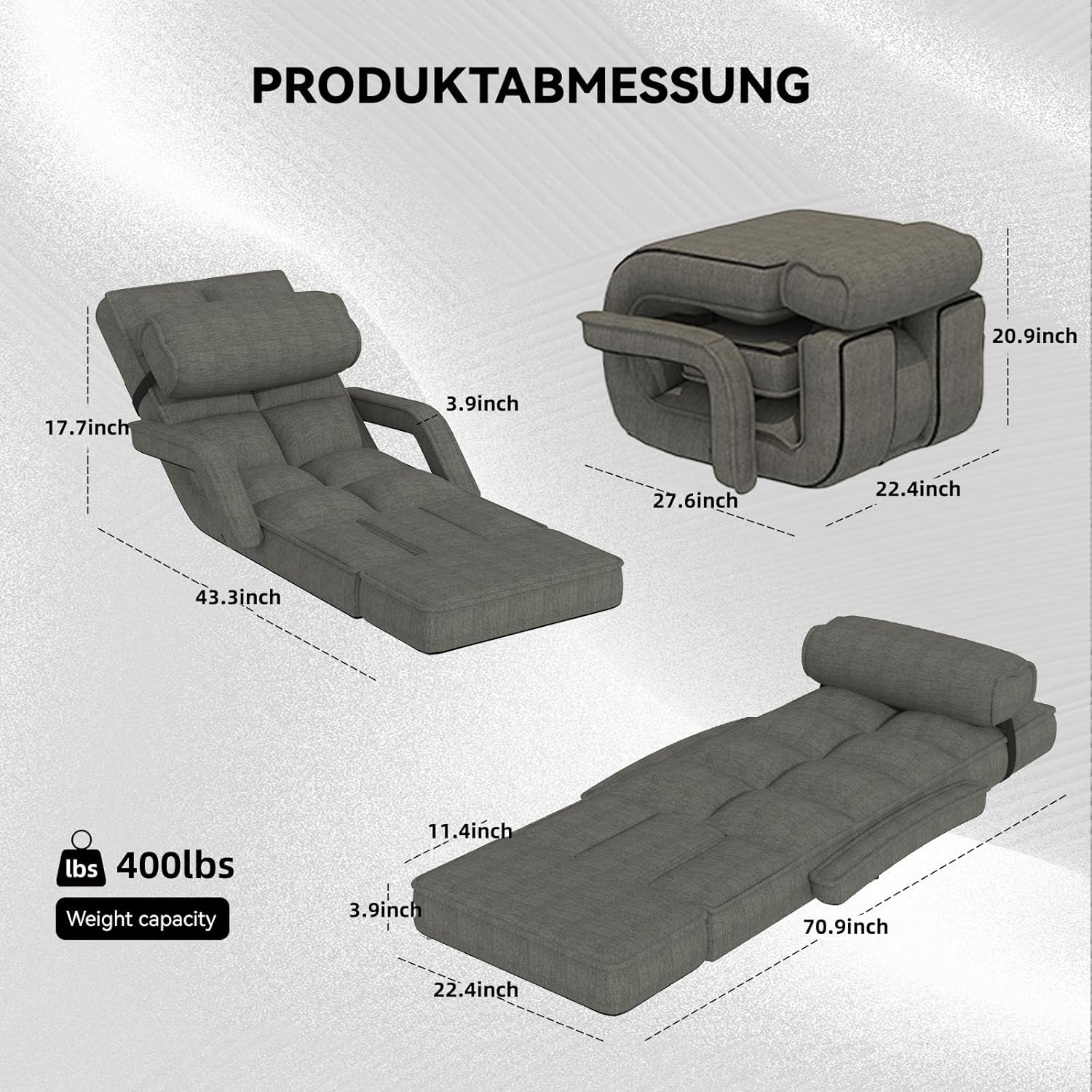 AECOJOY Floor Chair, Padded Folding Gaming Chair with 14-Level Adjustable Backrest, Portable Lazy Sofa - Product image 4
