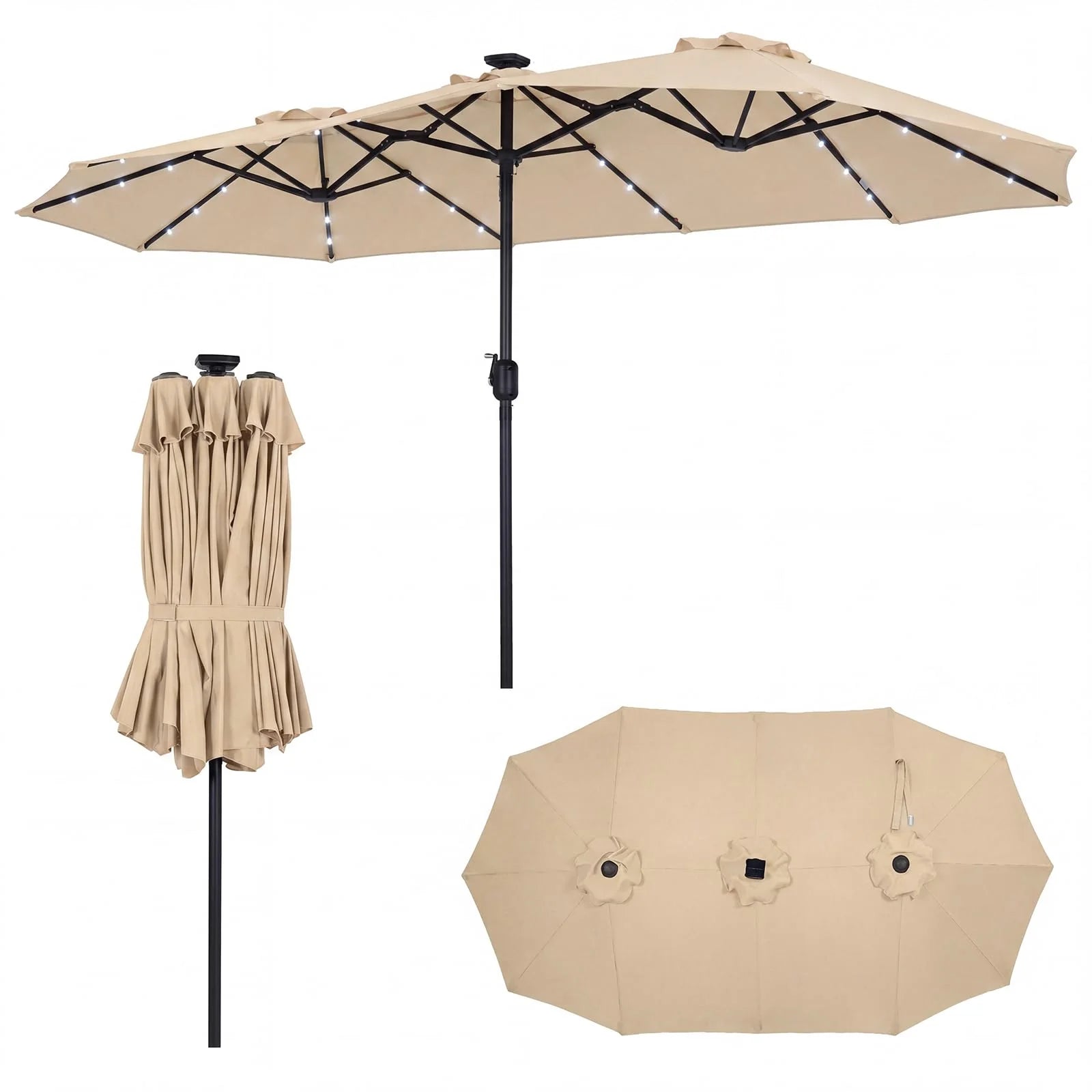Tangkula 13 Ft Solar Patio Umbrella 36 LED Lights Crank Handle 12 Sturdy Ribs - Product image 10