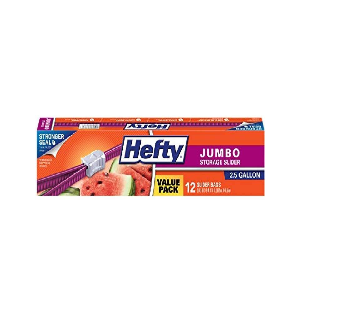 Hefty Slider 2.5 Gallon Jumbo Storage Bags 12 Count Pack of 3 36 Bags Total - Product image 1
