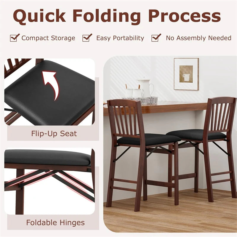 Set of 2/4 Folding Counter Height Bar Stools, 24.5" Portable Kitchen Island Chairs with Padded Seat & - Product image 15