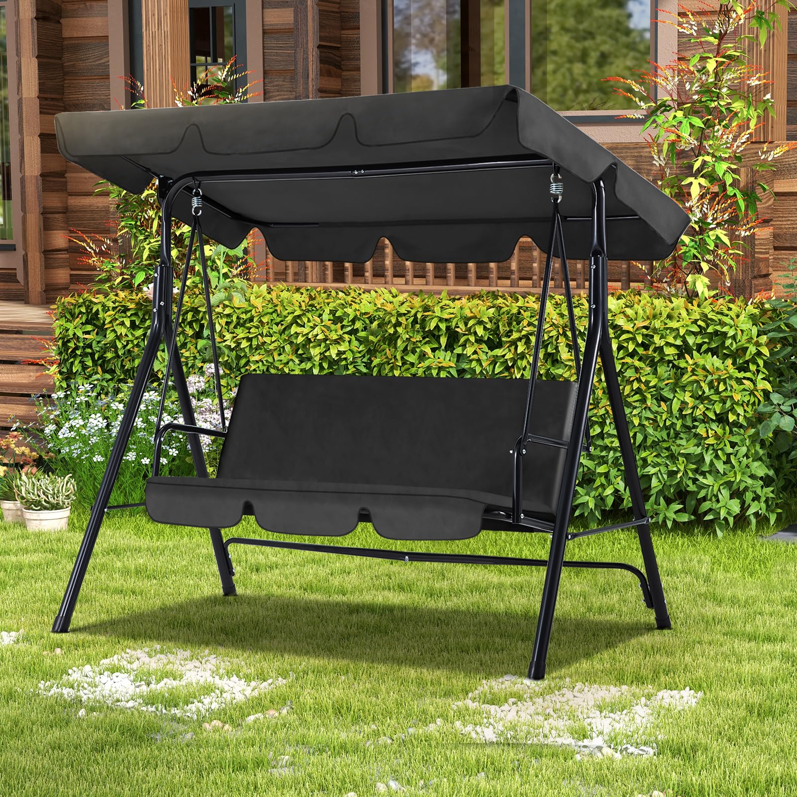 AECOJOY 3-Seat Outdoor Patio Swing Chair, Gray - Product image 8
