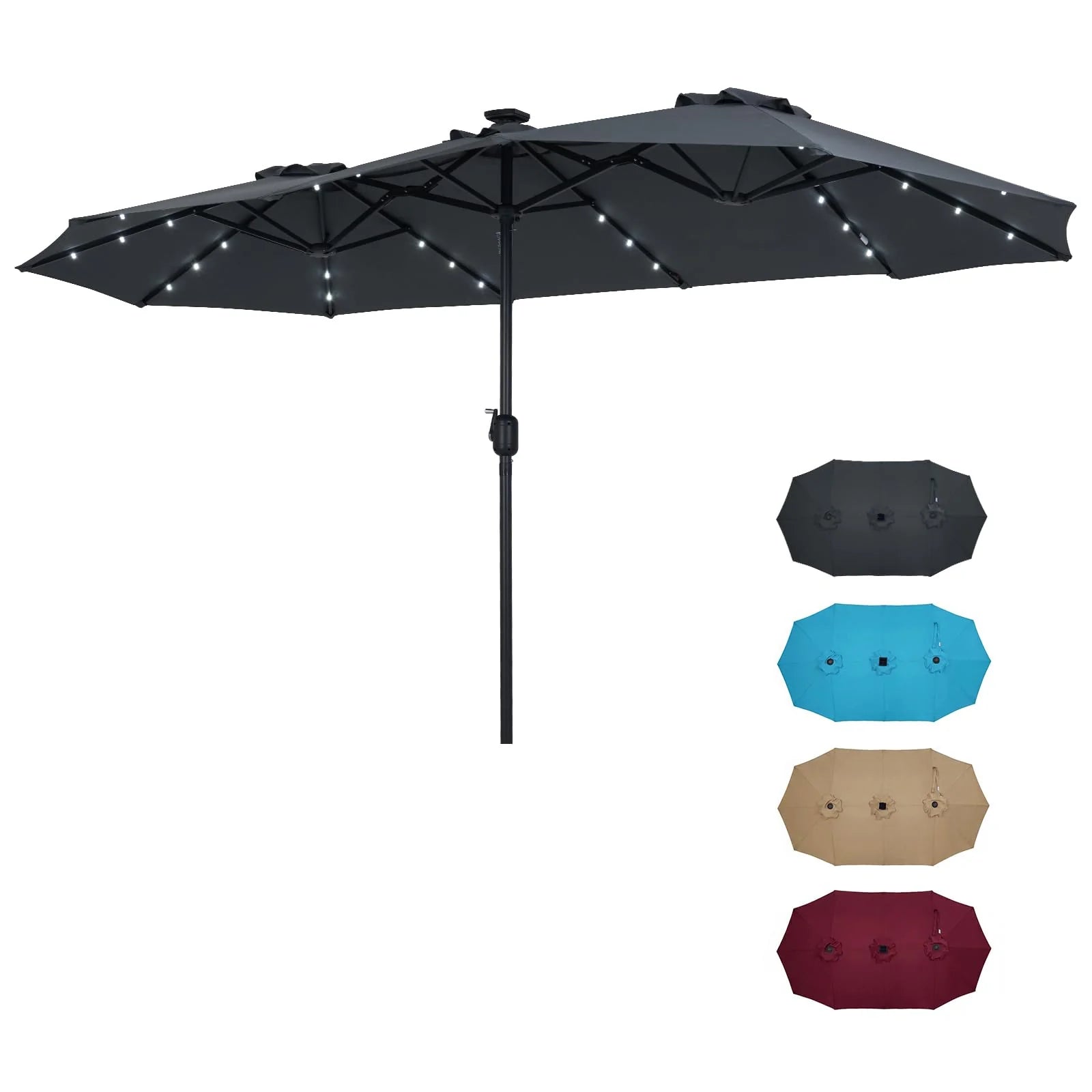 Tangkula 13 Ft Solar Patio Umbrella 36 LED Lights Crank Handle 12 Sturdy Ribs - Product image 1