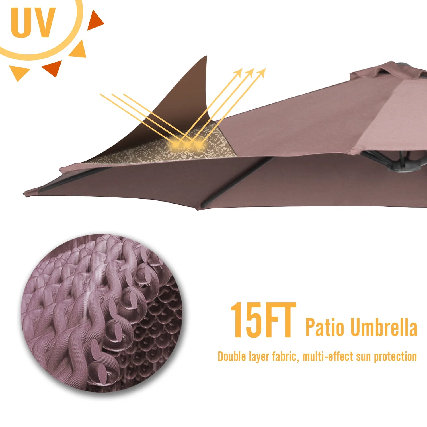 AECOJOY 15x9ft Double-Sided Patio Umbrella, Brown - Product image 7