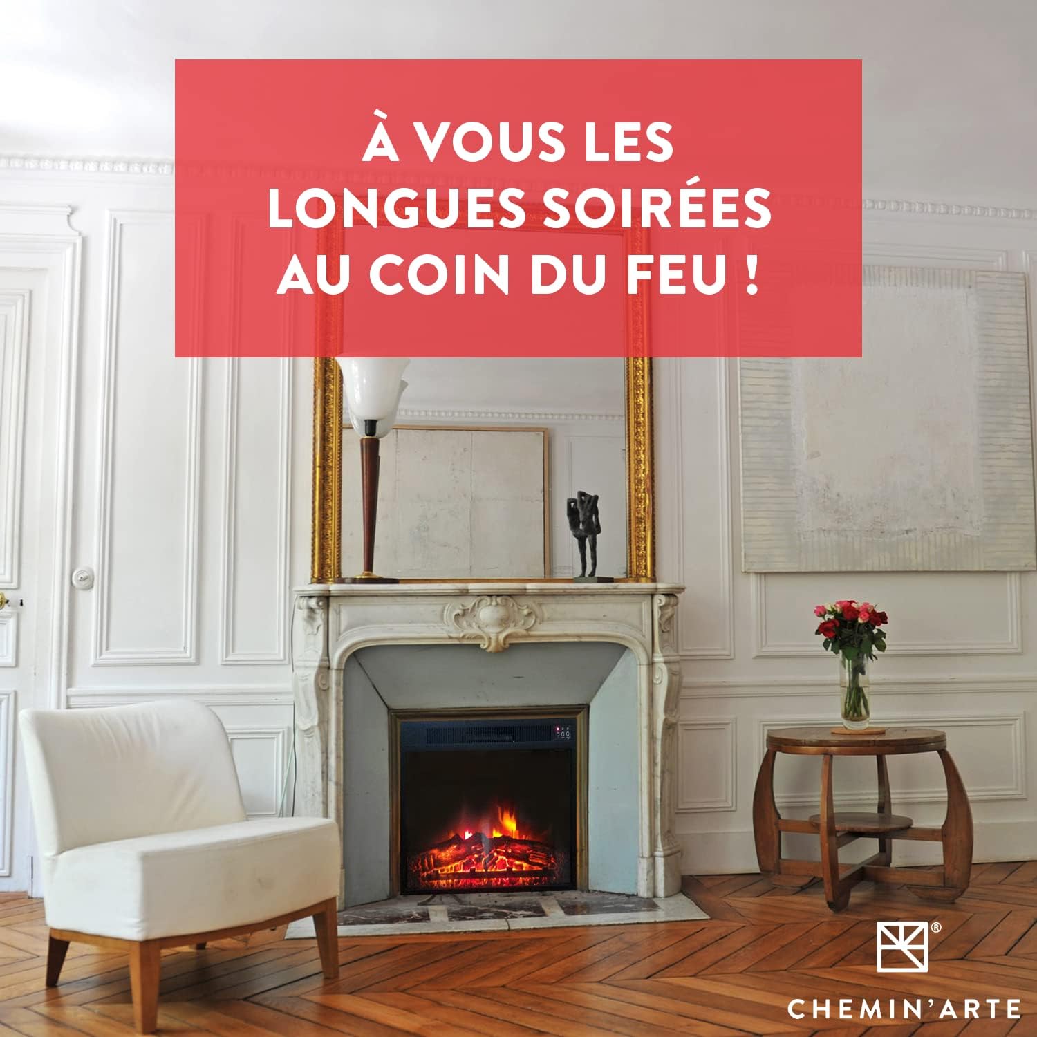 Chemin’Arte Recessed Electric Insert - Flame Effect - LEDs - Oxford XL - 2000W - Designed in France - 2 Year Guarantee