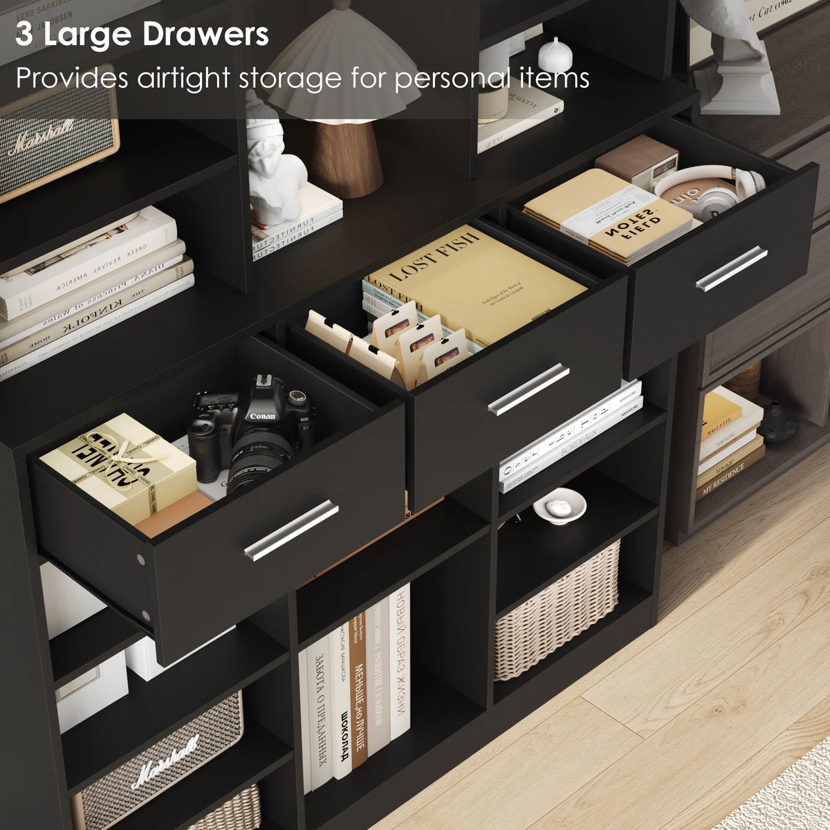 Homfa 75 - Inch Bookshelf and Bookcase with 3 Drawers, Wooden Storage Book Shelf with Adjustable Shelves - Product image 20