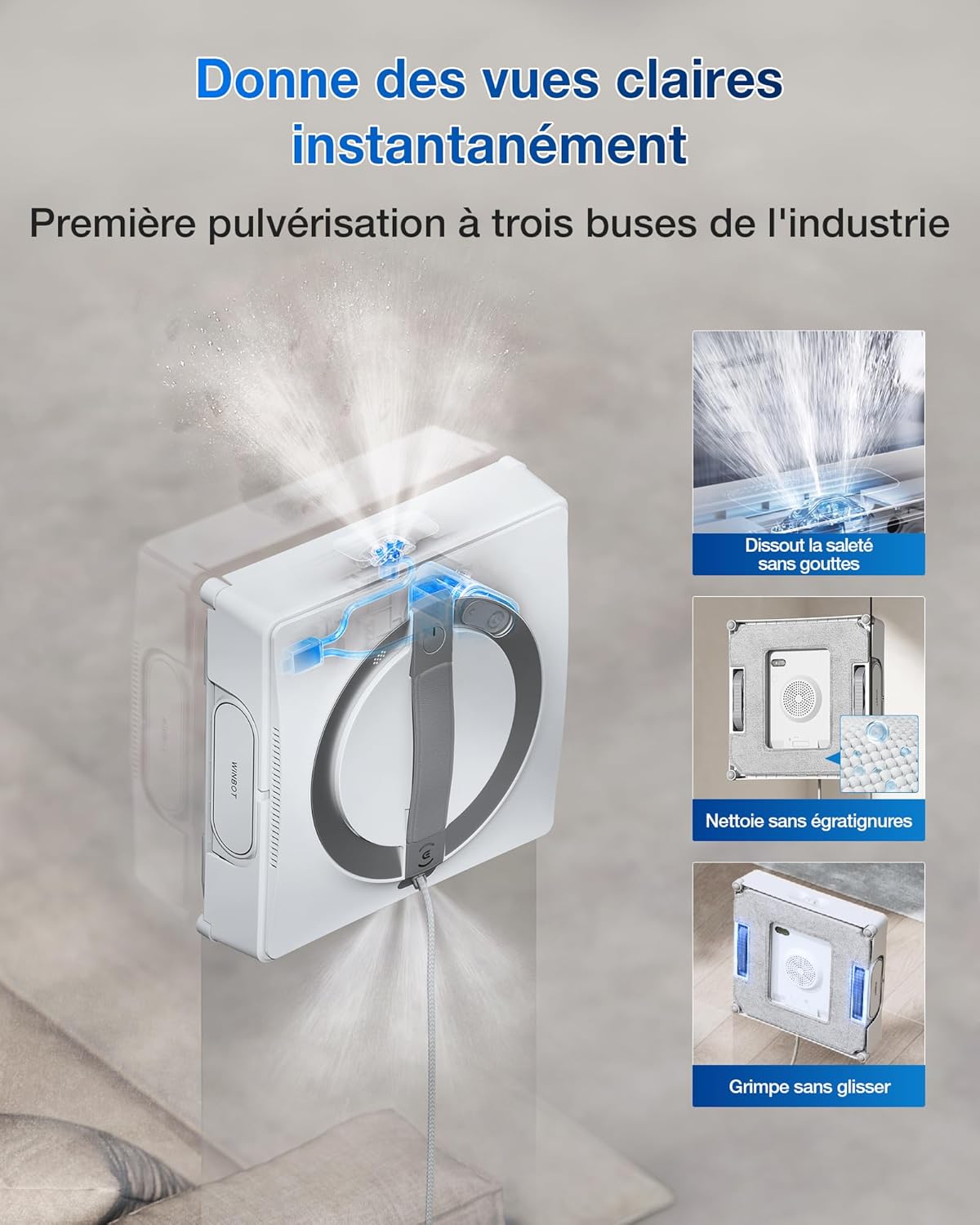 ECOVACS WINBOT W2 Pro Omni Robot Window Cleaner with Multi-Function Station, Charges During Operation, Triple Tip Nozzle, 12-Level Protection System
