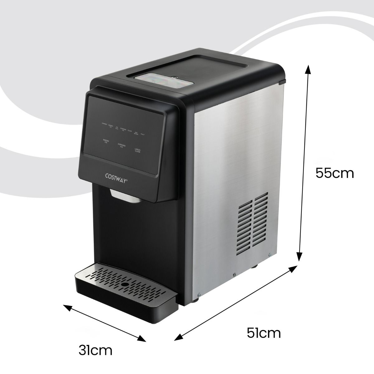 Ice Maker 27kg/24h Countertop LED Display Nugget Maker with Infrared Sensor and Self-Cleaning Ice Storage: 4 kg -