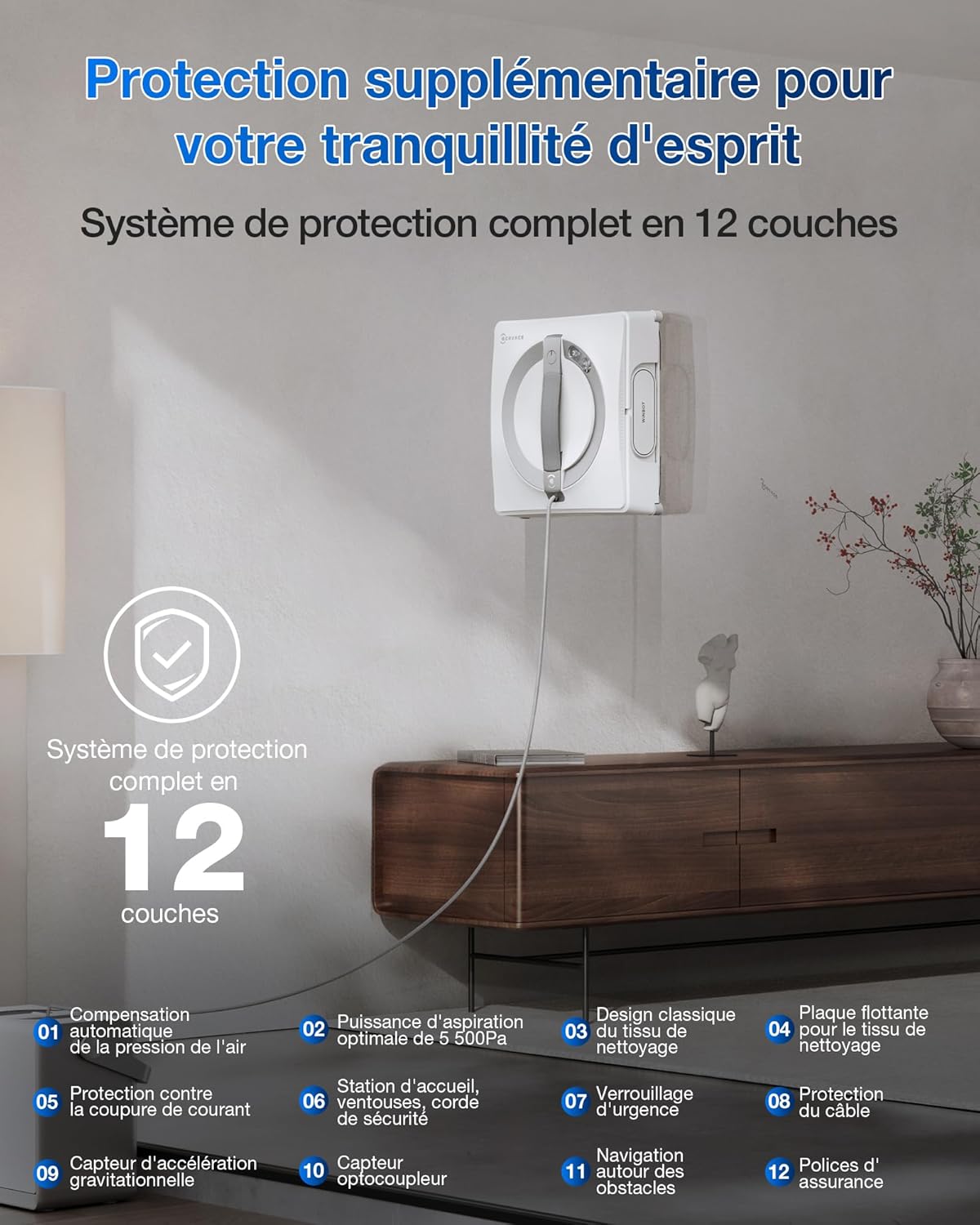 ECOVACS WINBOT W2 Pro Omni Robot Window Cleaner with Multi-Function Station, Charges During Operation, Triple Tip Nozzle, 12-Level Protection System