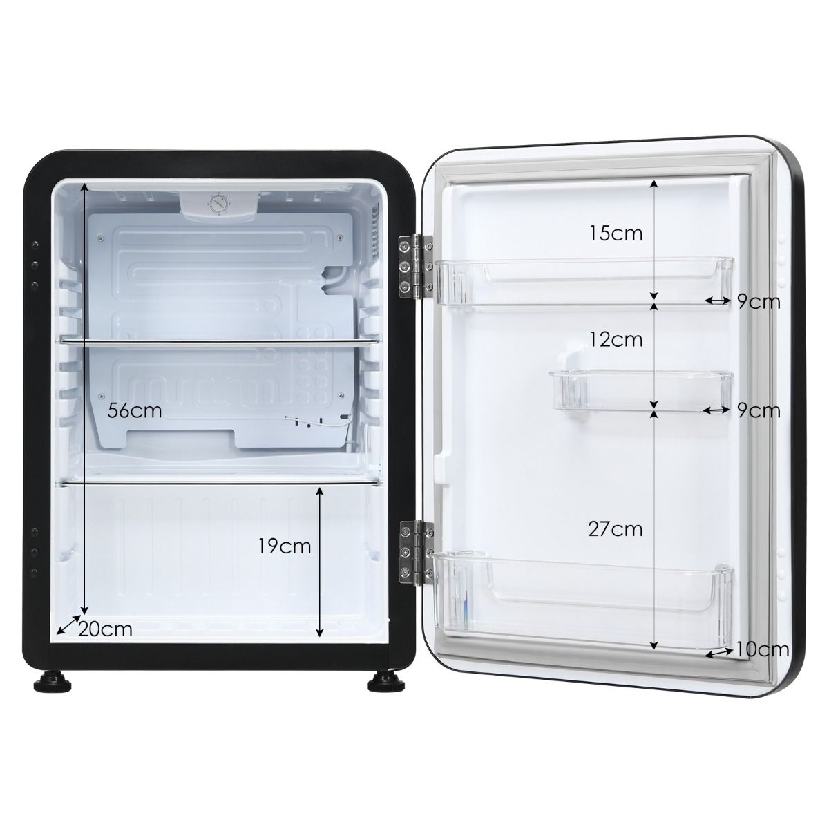 Mini Fridge 68L 220-240V Removable Shelves and Reversible Door Temperature 0°C - 10°C for Home Bedroom Office -
