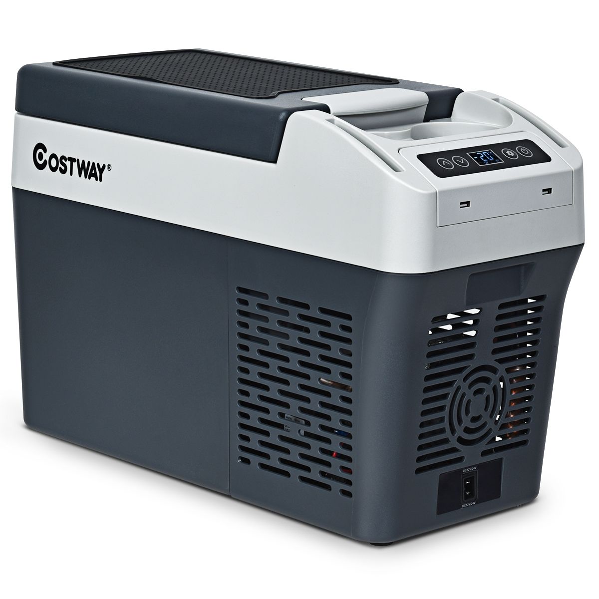 Car Fridge Freezer 12L Portable Compressor -20°C to +10°C LED Bulbs 2 Cup Holders 23x53x36cm -