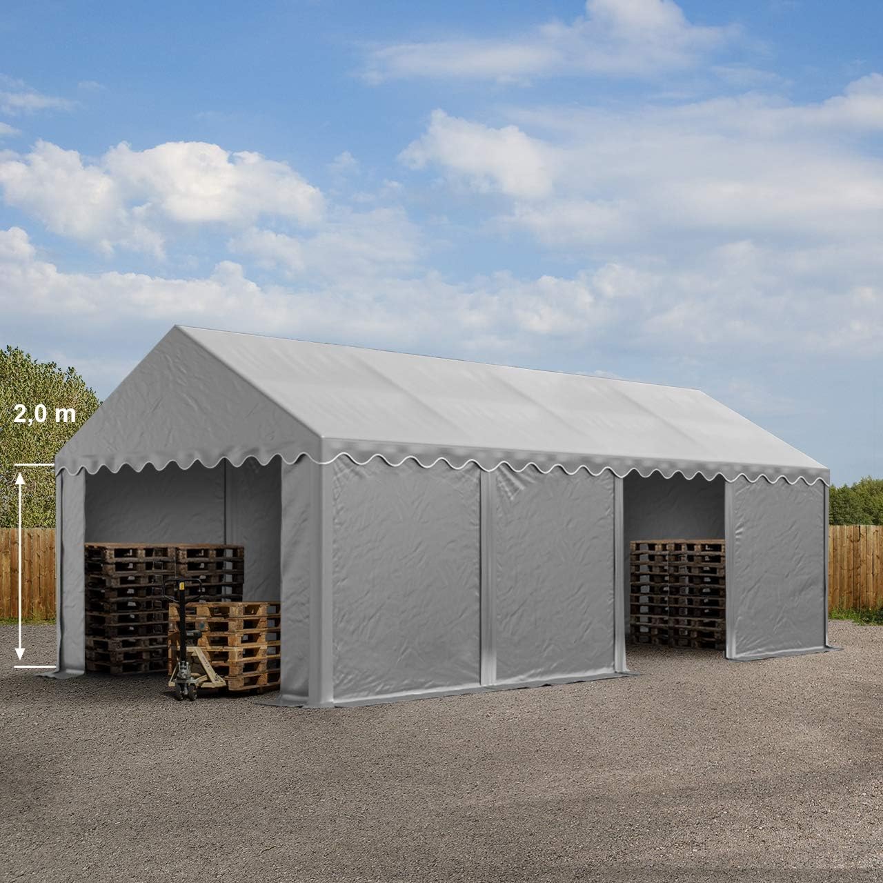 TOOLPORT Storage Tent 4x8 m PVC tarpaulin 700 N waterproof shelter Gray