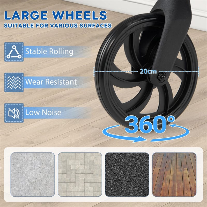 Foldable Rollator Walker with Seat & Height Adjustable Handles for Seniors - Product image 7