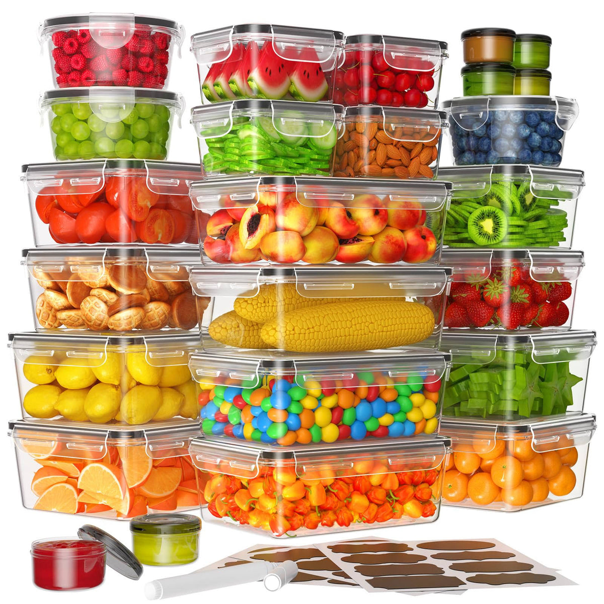 KEMETHY 50-Piece Large Food Storage Containers with Lids Airtight (25 Containers & 25 Lids) - Product image 1
