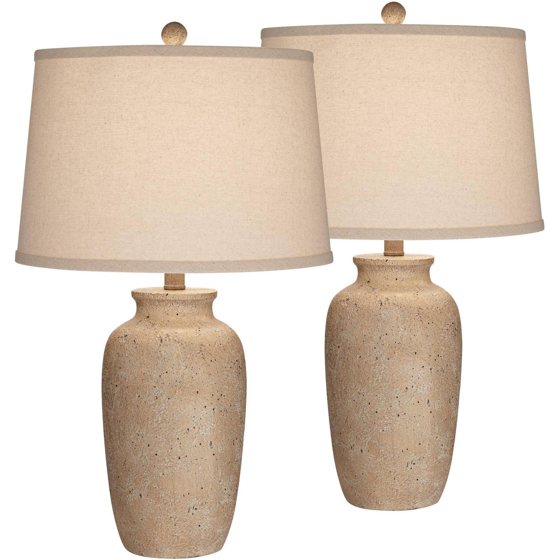 Regency Hill 25 1/2" High Farmhouse Rustic Coastal Table Lamps Set of 2 Beige Oatmeal Shade Living Room - Product image 1