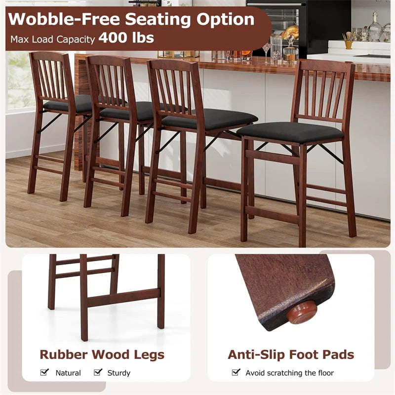 Set of 2/4 Folding Counter Height Bar Stools, 24.5" Portable Kitchen Island Chairs with Padded Seat & - Product image 14