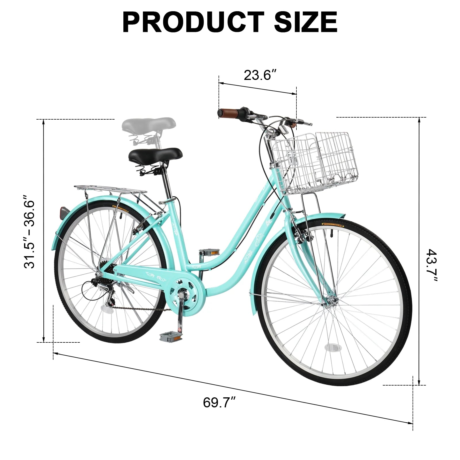 Ktaxon 26in Urban Commuter City Bike, Shimano 7 Speed Adult Road Bicycle, Pink - Product image 17