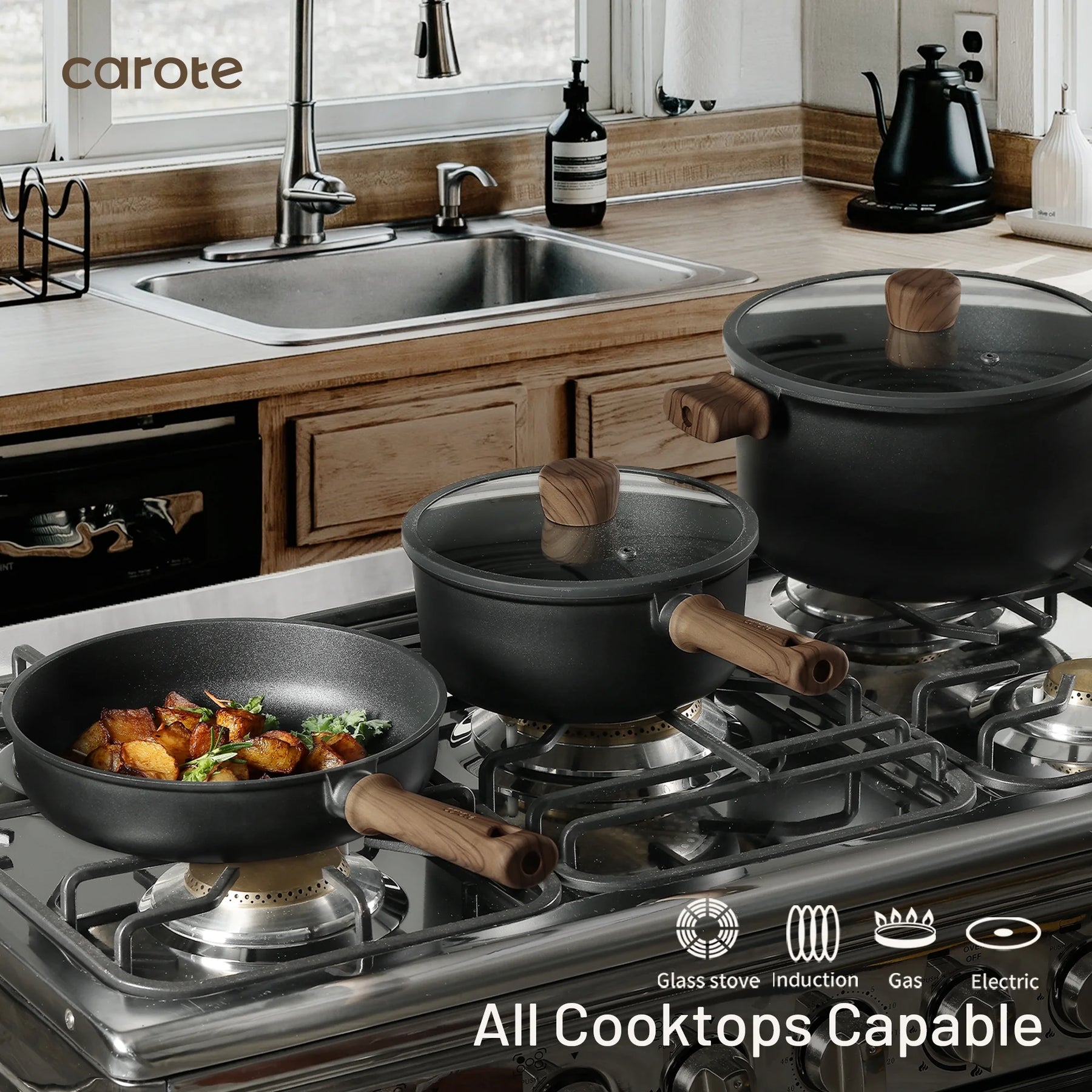 Carote 13 - Pcs Nonstick Cookware Sets, Pots and Pans with Stay - Cool Handles - Product image 5