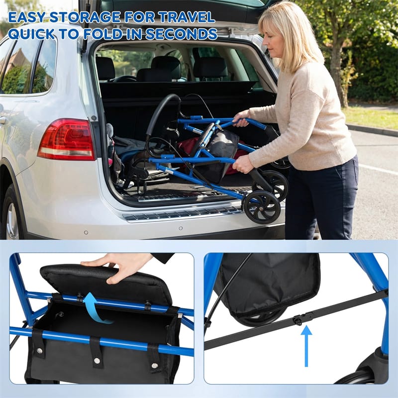 Foldable Rollator Walker with Seat & Height Adjustable Handles for Seniors - Product image 5