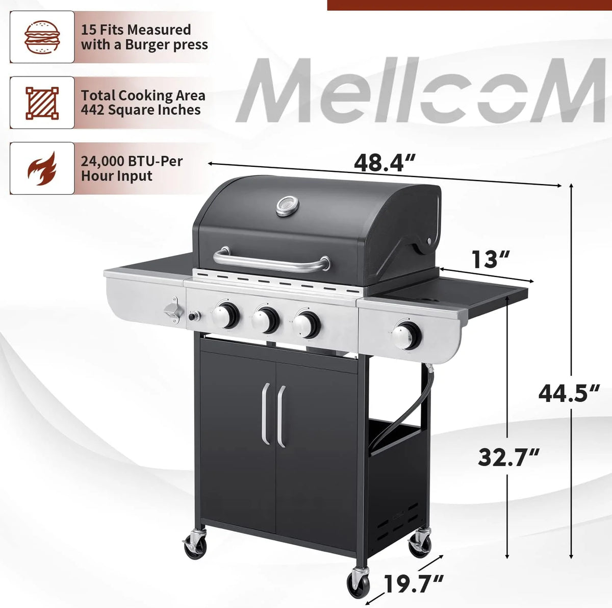 Upgraded 4 Burner BBQ Propane Gas Grill with Cast Iron Grates & Side Stove, 44 - Product image 30