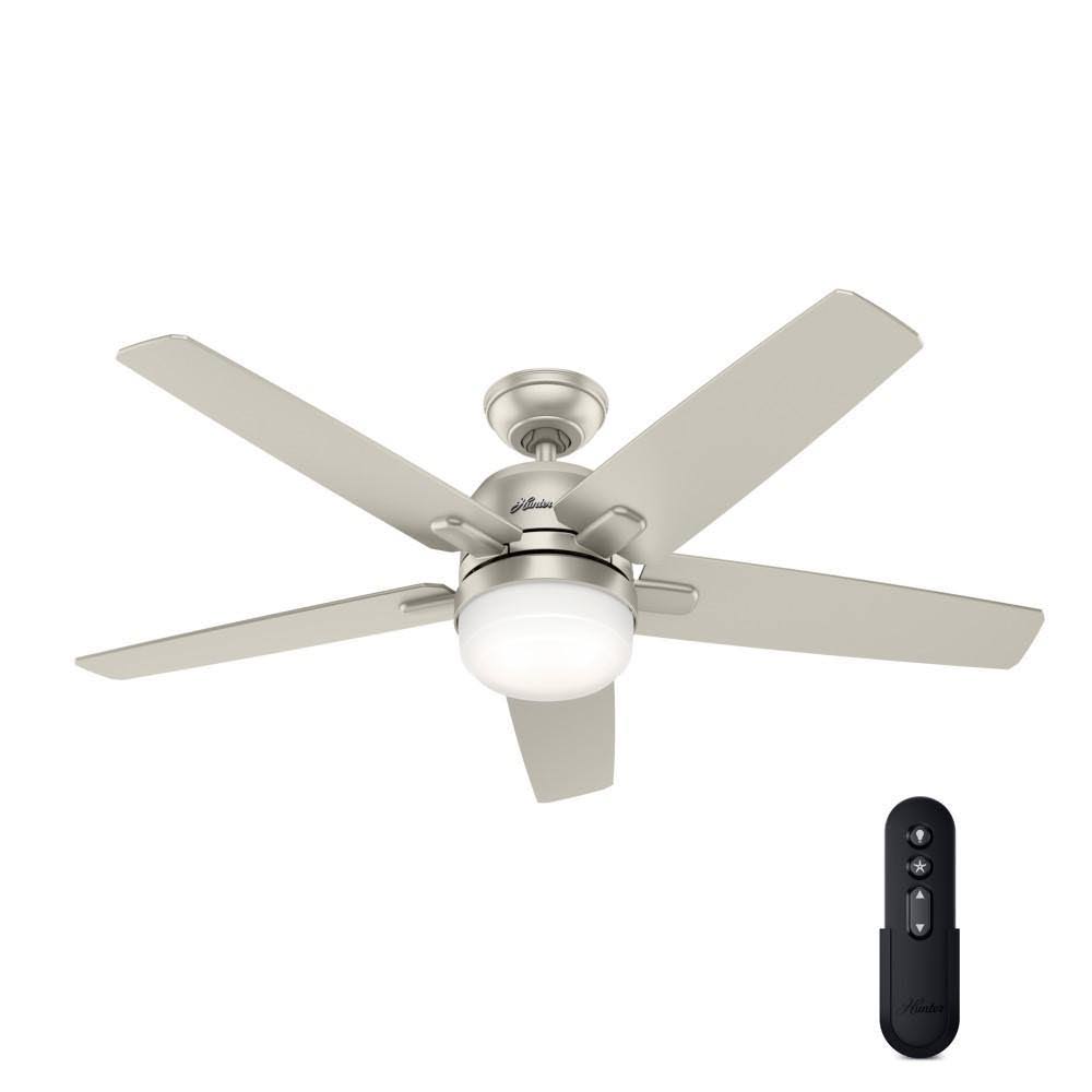 Hunter Cavera II 52 in. Indoor Matte Nickel WiFi-Enabled Smart Ceiling Fan with Light Kit & Remote - Product image 1