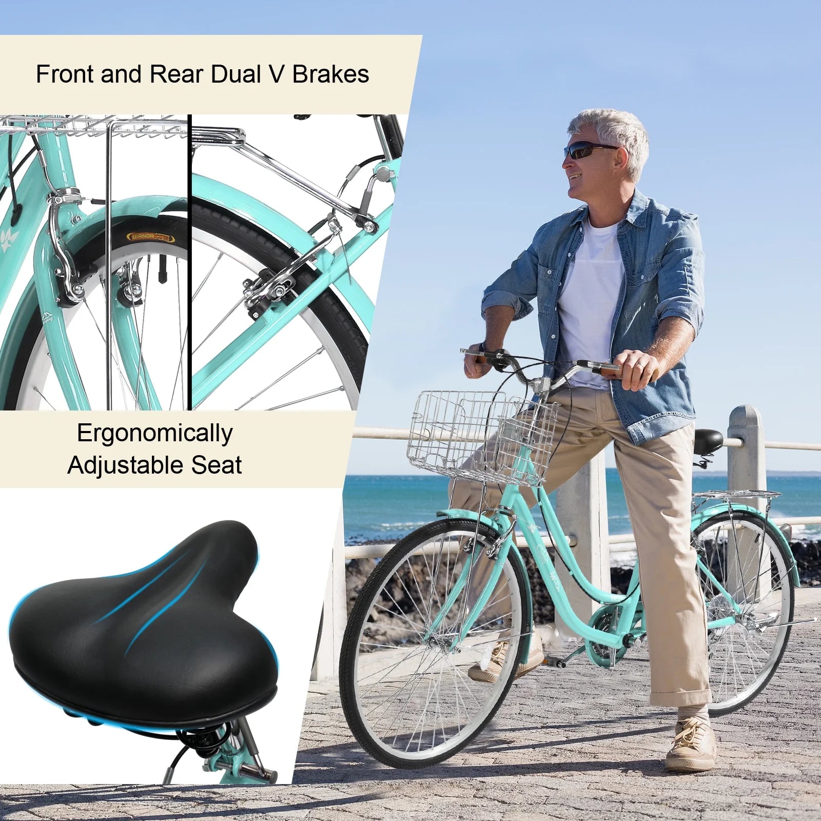 Ktaxon 26in Urban Commuter City Bike, Shimano 7 Speed Adult Road Bicycle, Pink - Product image 19
