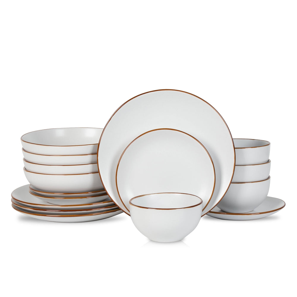Stone + Lain Brasa Stoneware White Dinnerware Set - 16-Piece 4